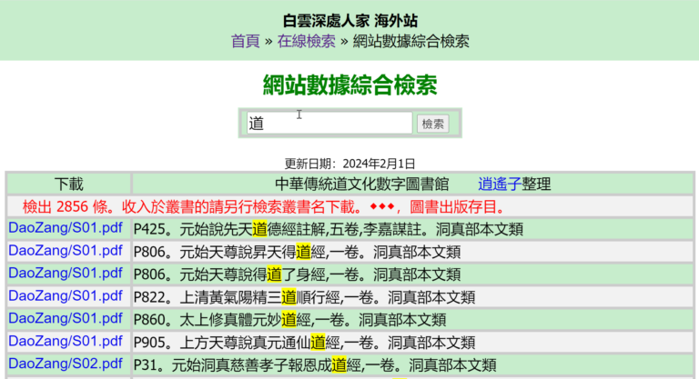 網站數據綜合檢索 2024-02-01