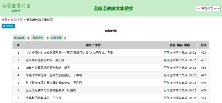 道家道教論文集檢索